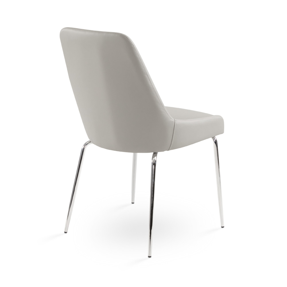 Moira Dining Chair: Light Grey Leatherette